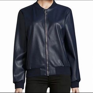 HALSTON NAVY LEATHER JACKET